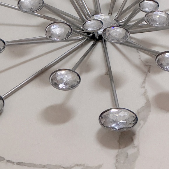 Set of 3 Jeweled 3D Silver Metal Atomic Starburst Wall - Picture 7 of 7